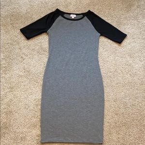 NEW LuLaRoe Julia dress, grey with black XXS